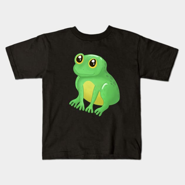 Cute Green Frog Kids T-Shirt by Purrfect